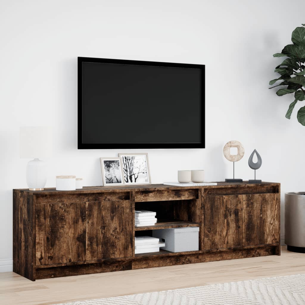 Tv Skříňka S Led Kouřový Dub 180 X 34 X 50 Cm Kompozitní Dřevo
