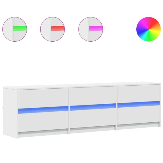 Tv Skříňka S Led Bílá 180 X 34 X 50 Cm Kompozitní Dřevo