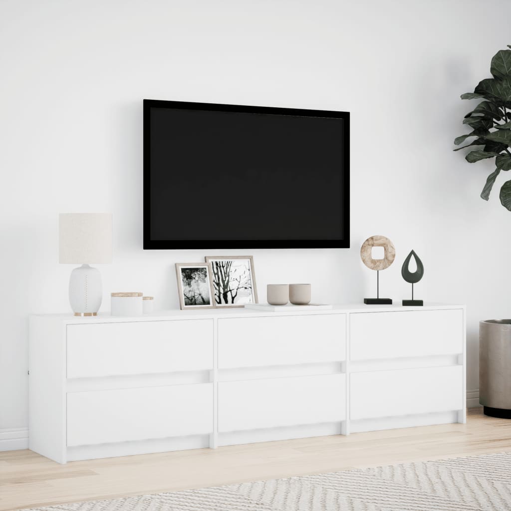 Tv Skříňka S Led Bílá 180 X 34 X 50 Cm Kompozitní Dřevo