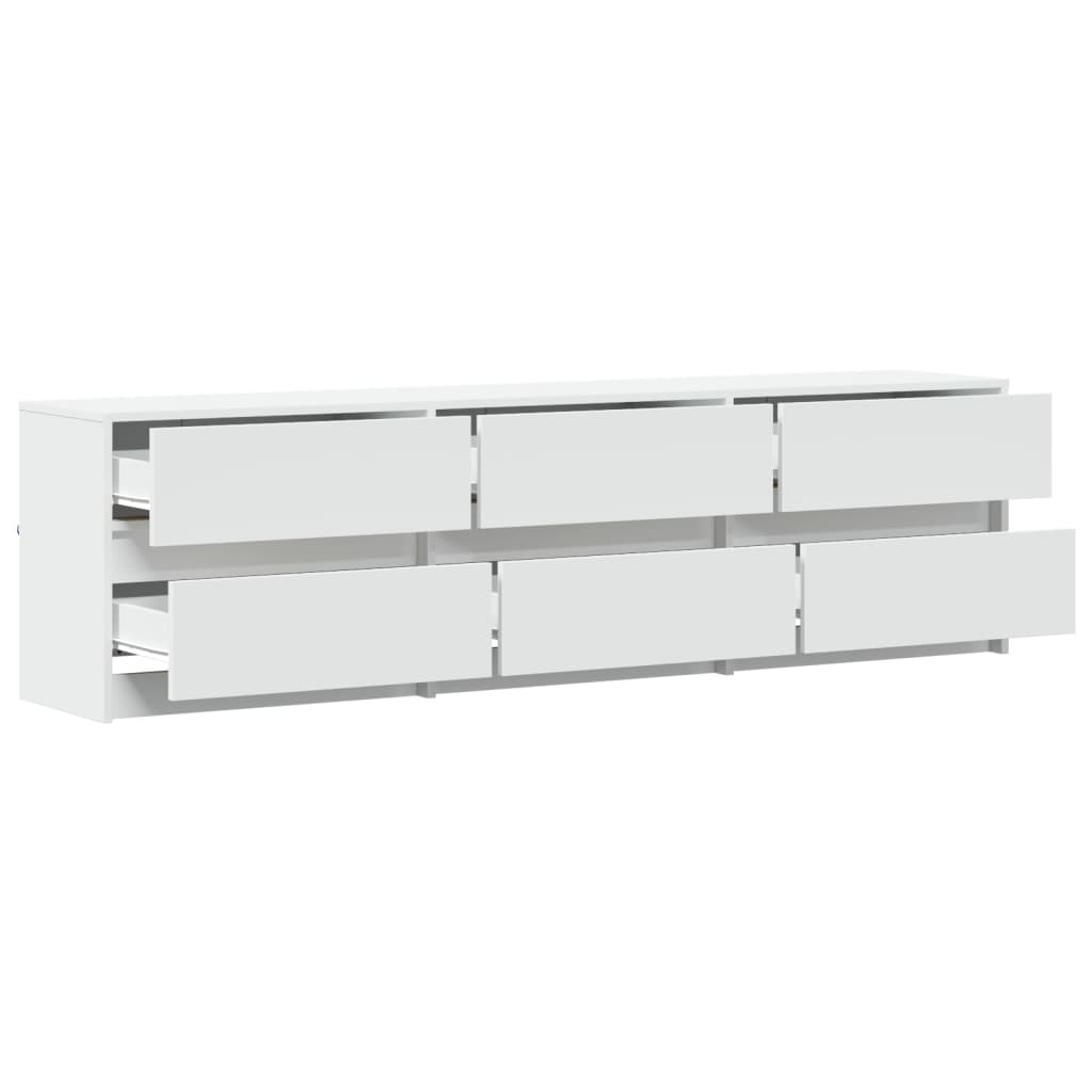 Tv Skříňka S Led Bílá 180 X 34 X 50 Cm Kompozitní Dřevo