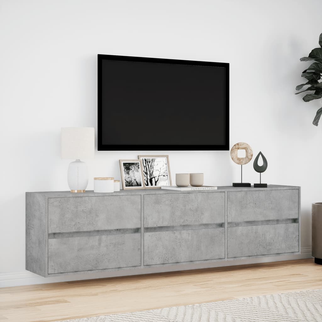 Nástěnná Tv Skříňka S Led Betonově Šedá 180 X 31 X 45 Cm