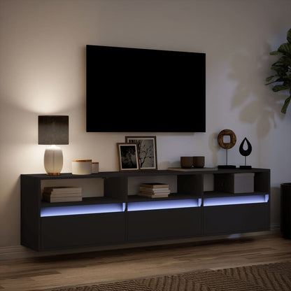 Nástěnná Tv Skříňka S Led Svítidlem Černá 180 X 31 X 45 Cm