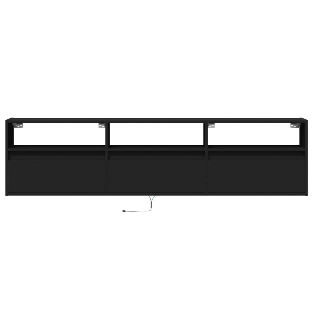 Nástěnná Tv Skříňka S Led Svítidlem Černá 180 X 31 X 45 Cm