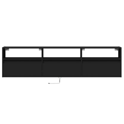 Nástěnná Tv Skříňka S Led Svítidlem Černá 180 X 31 X 45 Cm