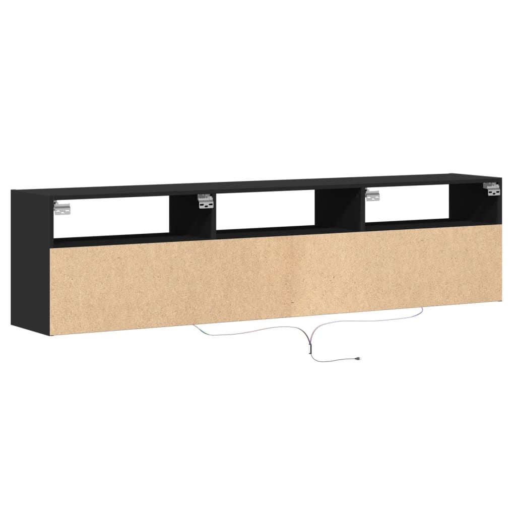 Nástěnná Tv Skříňka S Led Svítidlem Černá 180 X 31 X 45 Cm