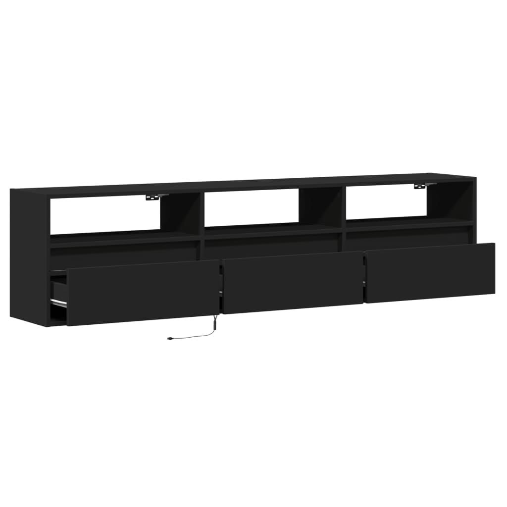 Nástěnná Tv Skříňka S Led Svítidlem Černá 180 X 31 X 45 Cm