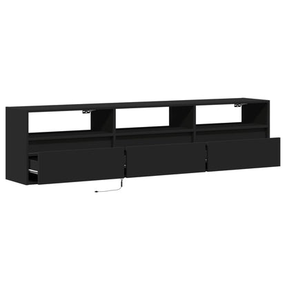 Nástěnná Tv Skříňka S Led Svítidlem Černá 180 X 31 X 45 Cm