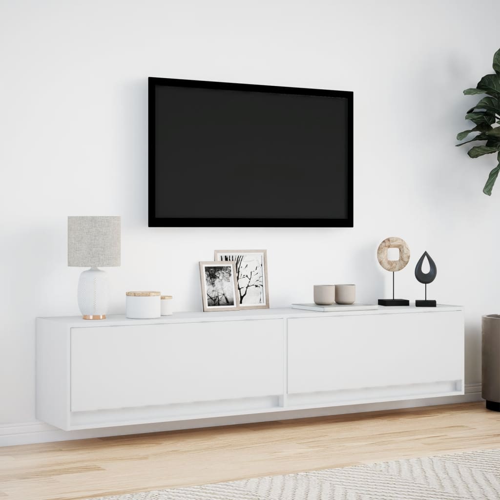 Nástěnná Tv Skříňka S Led Bílá 180 X 31 X 38 Cm
