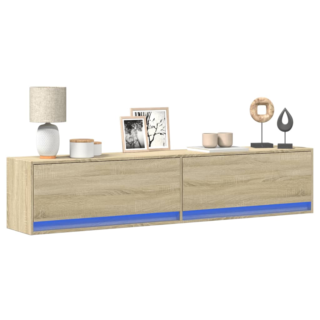 Nástěnná Tv Skříňka S Led Osvětlením 80 X 31 X 35 Cm