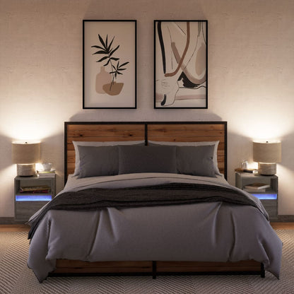 Nástěnné Noční Stolky S Led Osvětlením 2 Ks Šedé Sonoma