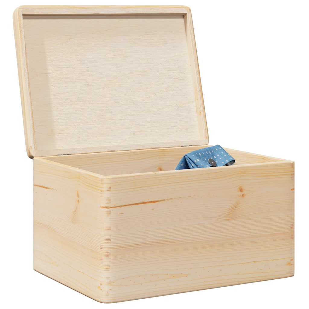 Dřevěná Box S Úchytkami Masivní Borové Dřevo Přírodní