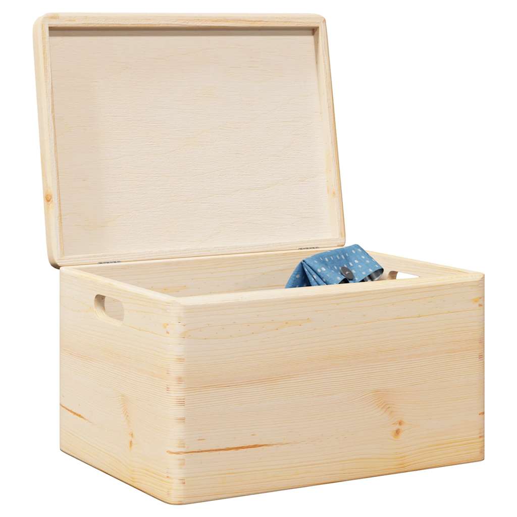 Dřevěná Box S Úchytkami Masivní Borové Dřevo Přírodní