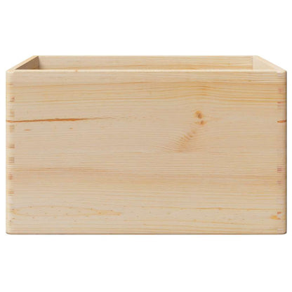 Dřevěná Box S Úchytkami Masivní Borové Dřevo Přírodní