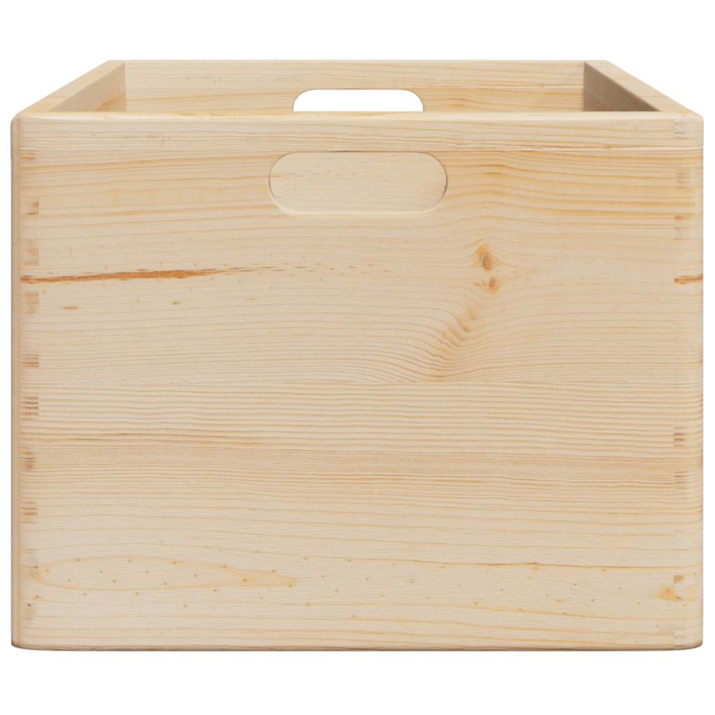 Dřevěná Box S Úchytkami Masivní Borové Dřevo Přírodní