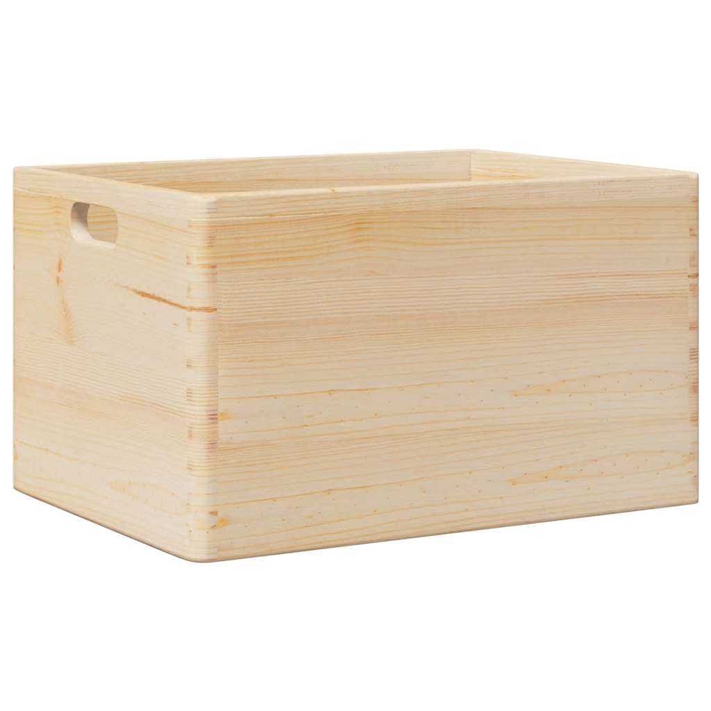 Dřevěná Box S Úchytkami Masivní Borové Dřevo Přírodní