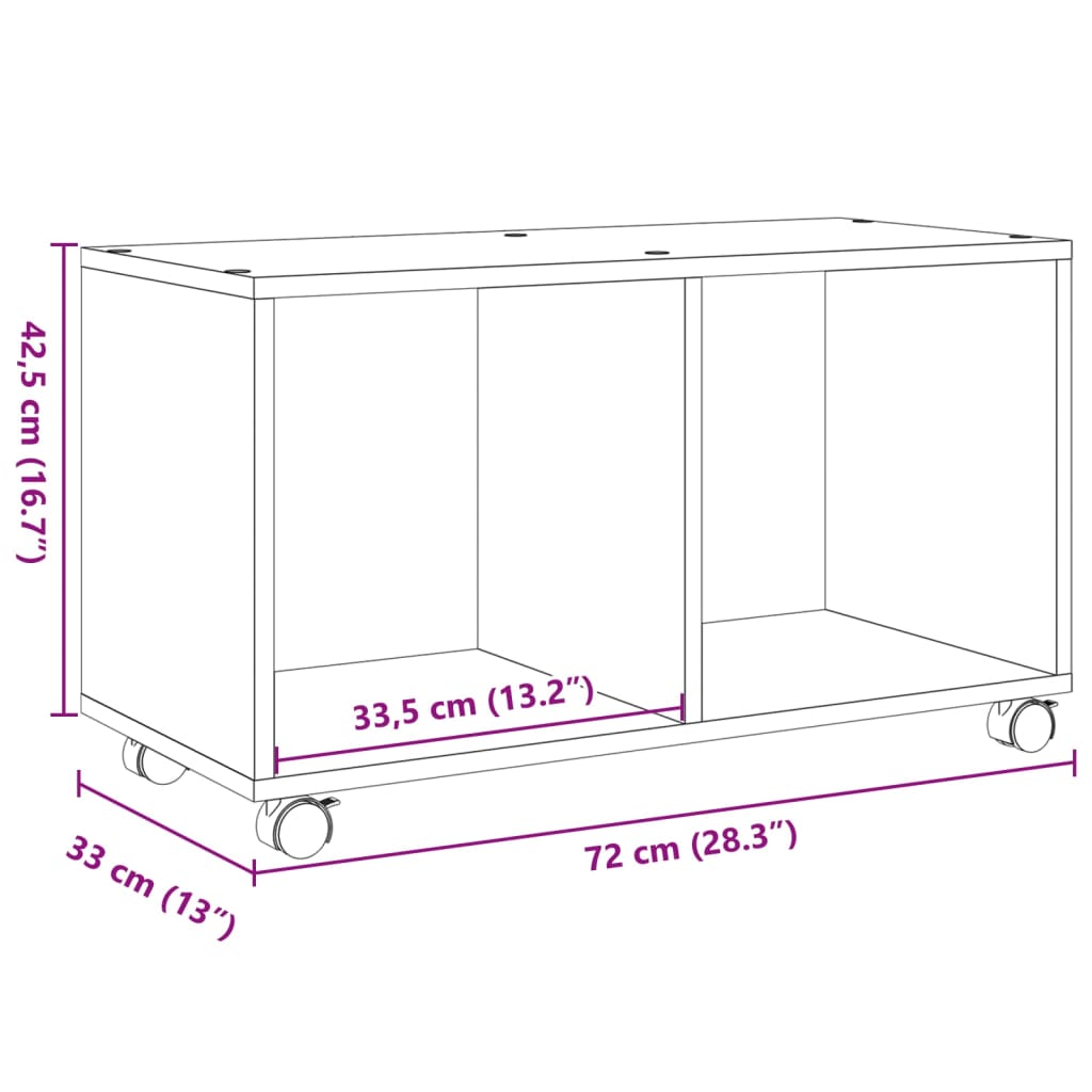 Skříňka Na Kolečkách Dub Artisan 72X33X42,5 Cm Kompozitní Dřevo