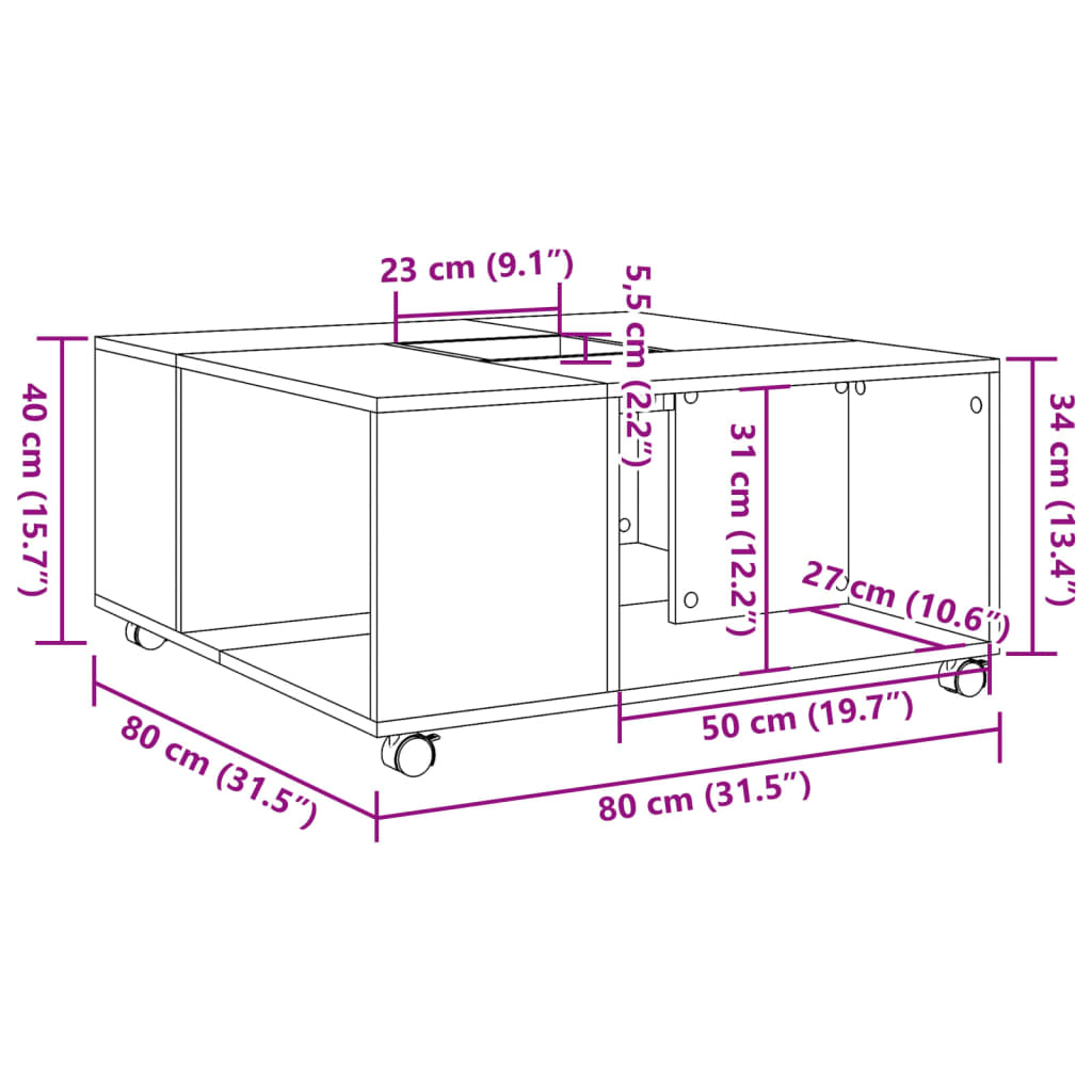 Konferenční Stolek Bílý 80 X 80 X 40 Cm Kompozitní Dřevo