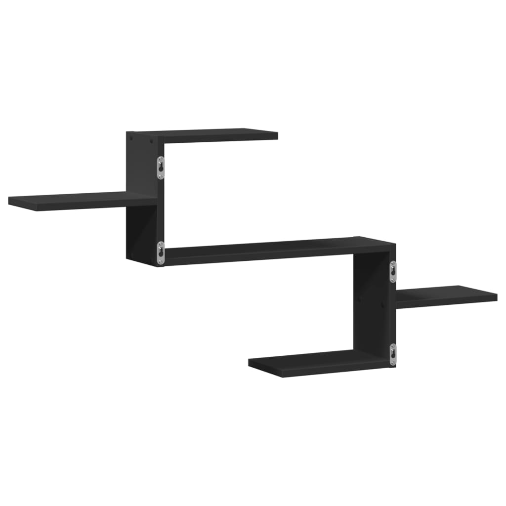 Nástěnná Police Černá 104 X 15 X 49 Cm Kompozitní Dřevo