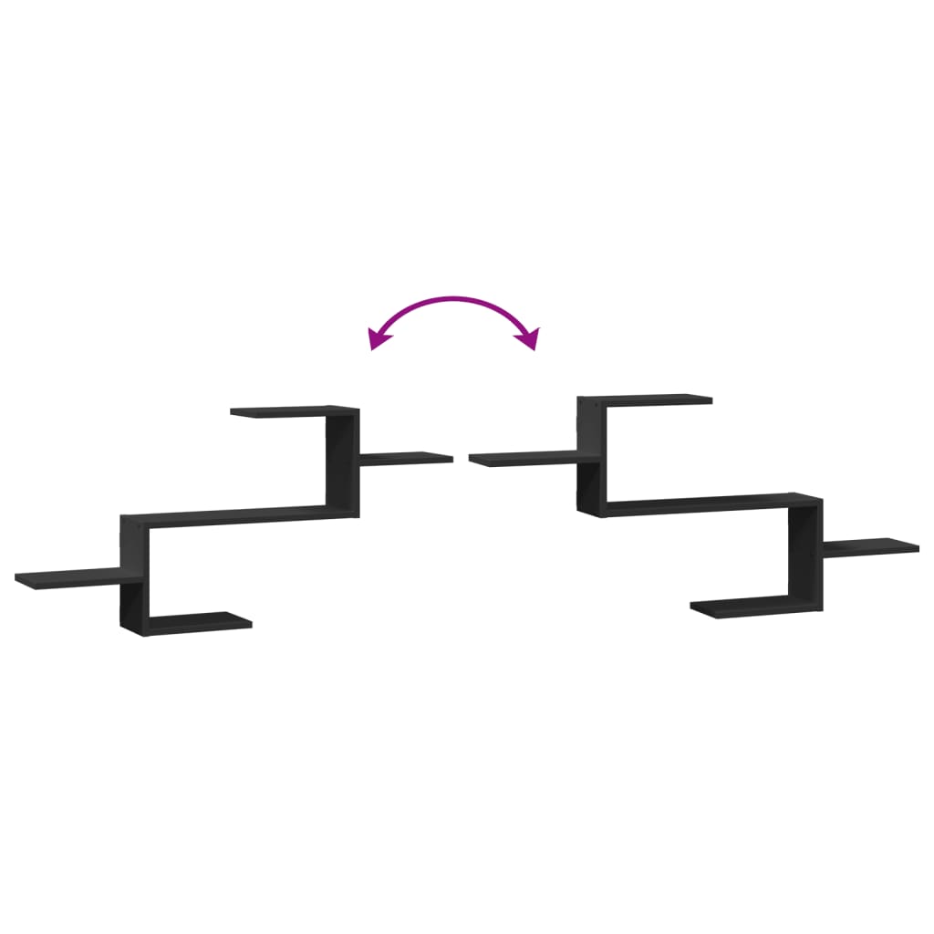 Nástěnná Police Černá 104 X 15 X 49 Cm Kompozitní Dřevo