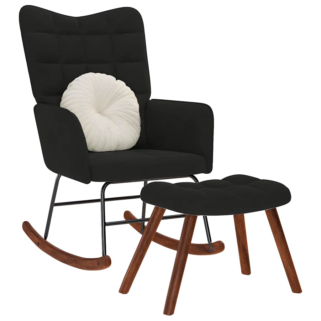 Houpací Křeslo Se Stoličkou Tmavě Zelené Samet