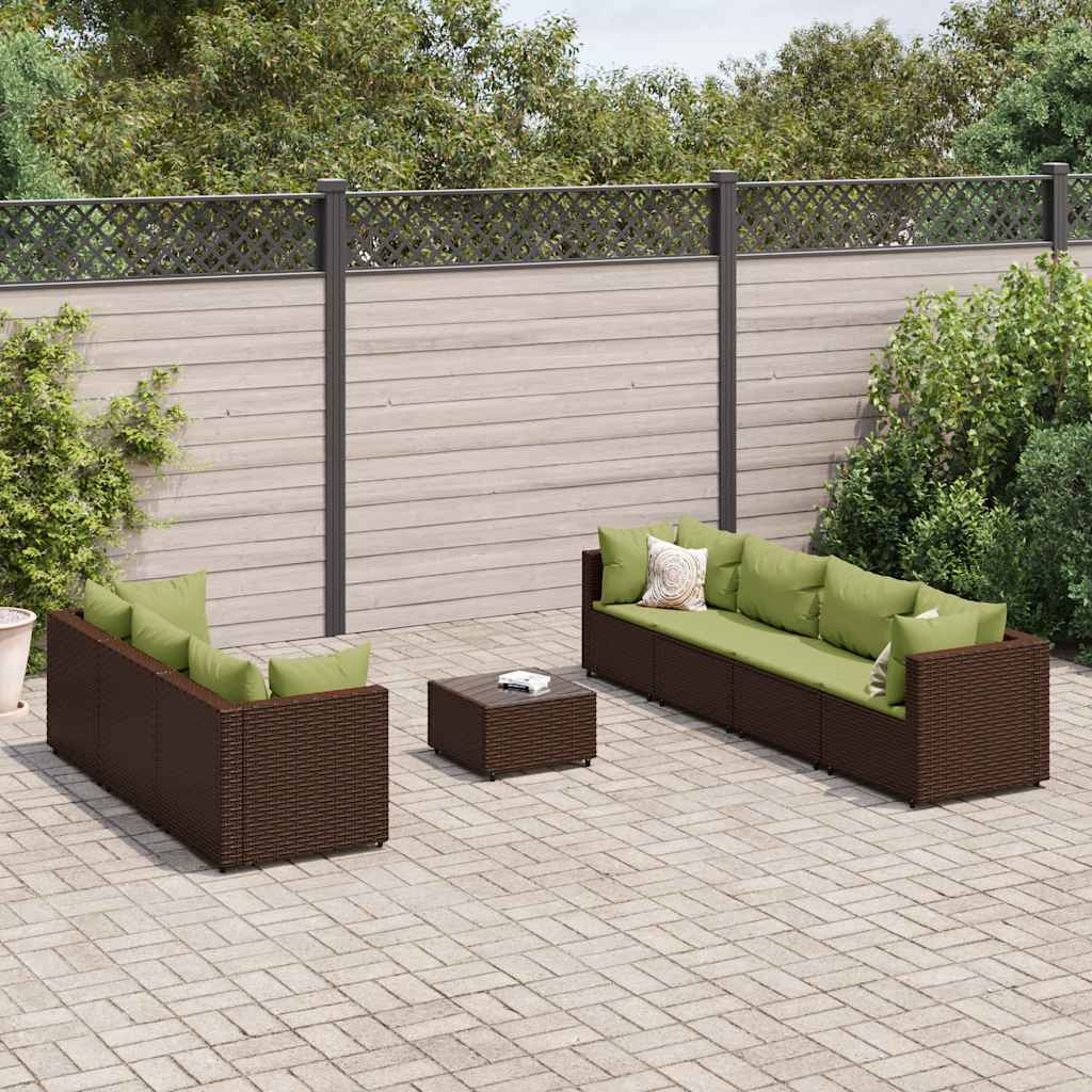 8Dílná Zahradní Sedací Souprava S Poduškami Hnědá Polyratan
