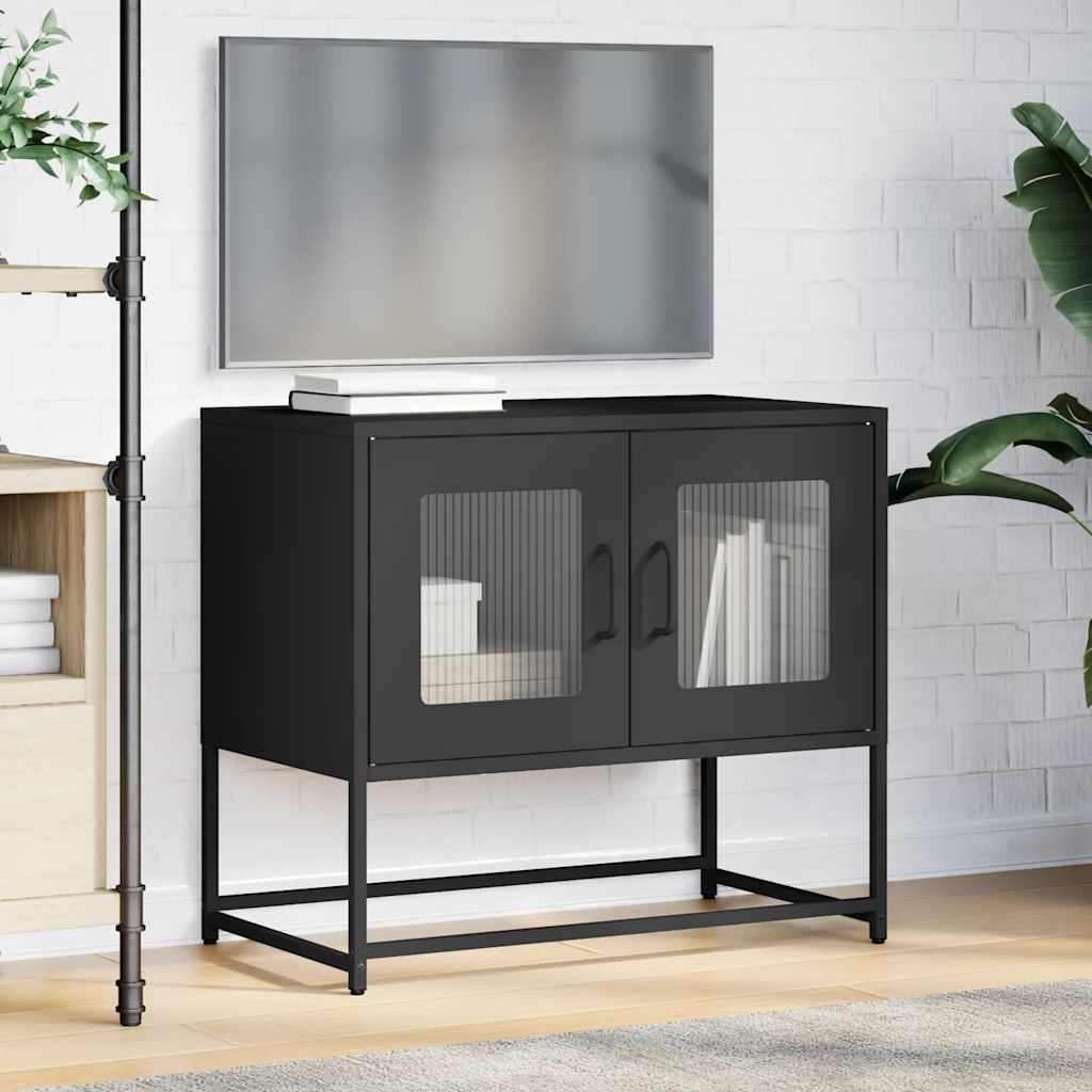 Tv Skříňka Černá 68X39X60,5 Cm Ocel Válcovaná Za Studena