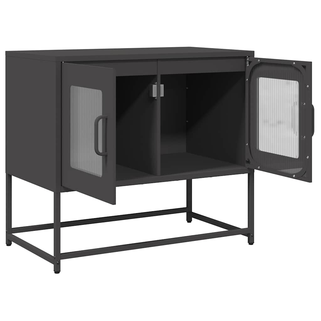 Tv Skříňka Černá 68X39X60,5 Cm Ocel Válcovaná Za Studena