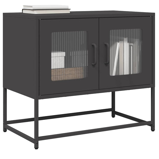 Tv Skříňka Černá 68X39X60,5 Cm Ocel Válcovaná Za Studena