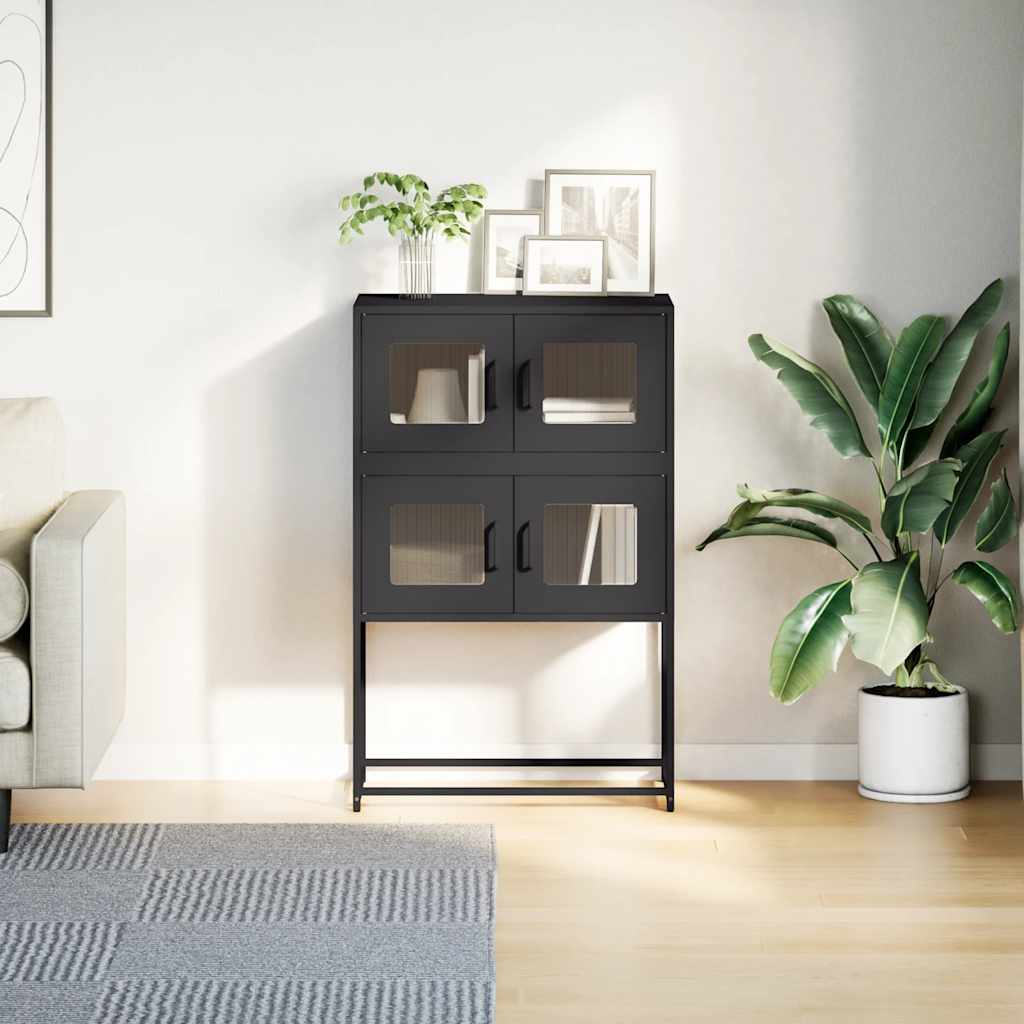 Skříň Highboard Černá Ocel