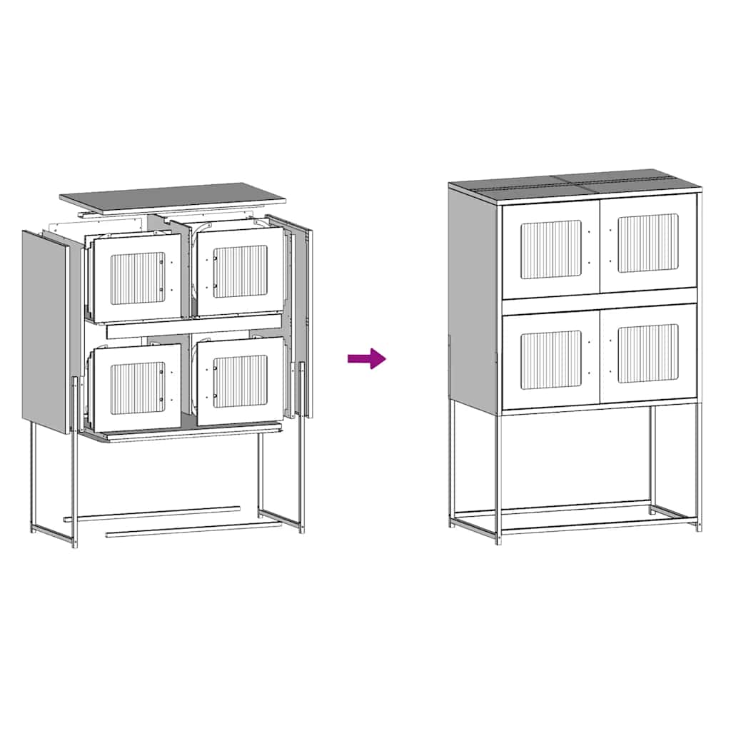 Skříň Highboard Černá Ocel