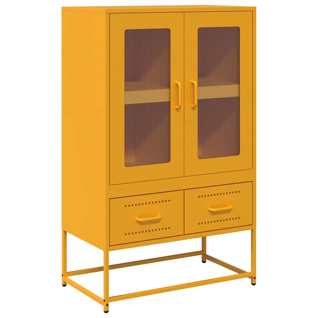 Skříň Highboard Hořčicově Žlutá 68X39X111,5 Cm Ocel