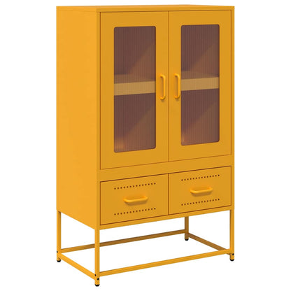Skříň Highboard Hořčicově Žlutá 68X39X111,5 Cm Ocel