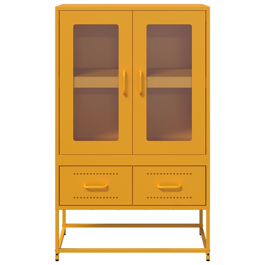 Skříň Highboard Hořčicově Žlutá 68X39X111,5 Cm Ocel