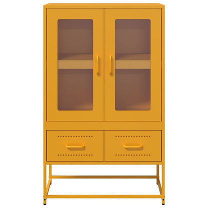 Skříň Highboard Hořčicově Žlutá 68X39X111,5 Cm Ocel