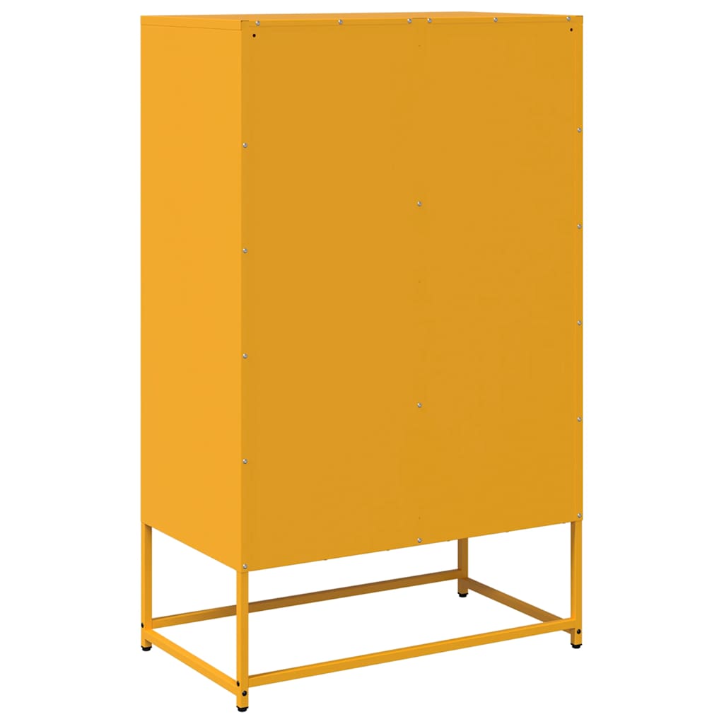 Skříň Highboard Hořčicově Žlutá 68X39X111,5 Cm Ocel
