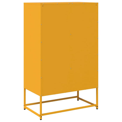 Skříň Highboard Hořčicově Žlutá 68X39X111,5 Cm Ocel