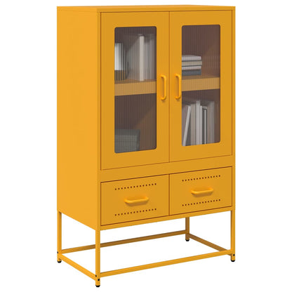 Skříň Highboard Hořčicově Žlutá 68X39X111,5 Cm Ocel