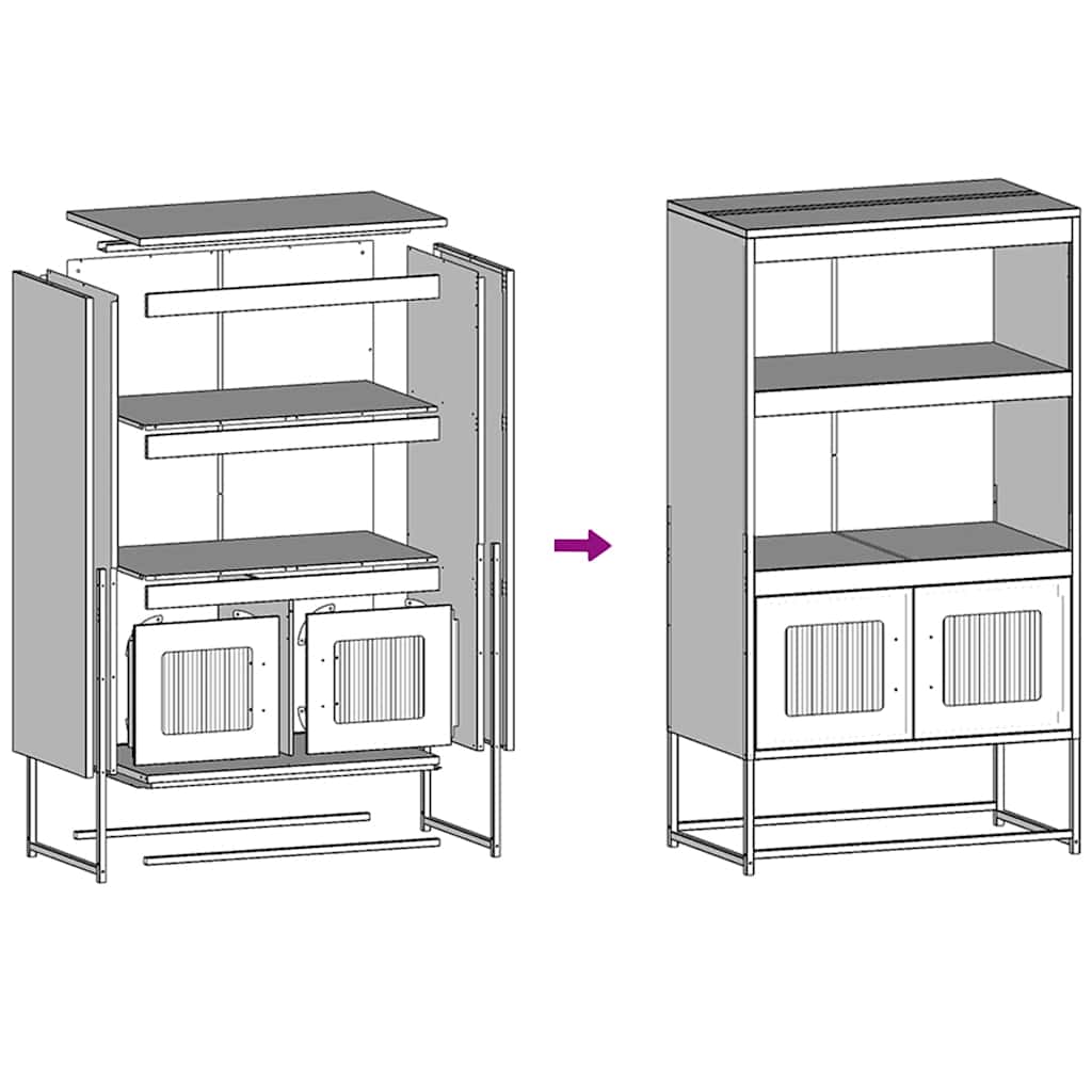 Skříň Highboard 68X39X123 Cm Ocel
