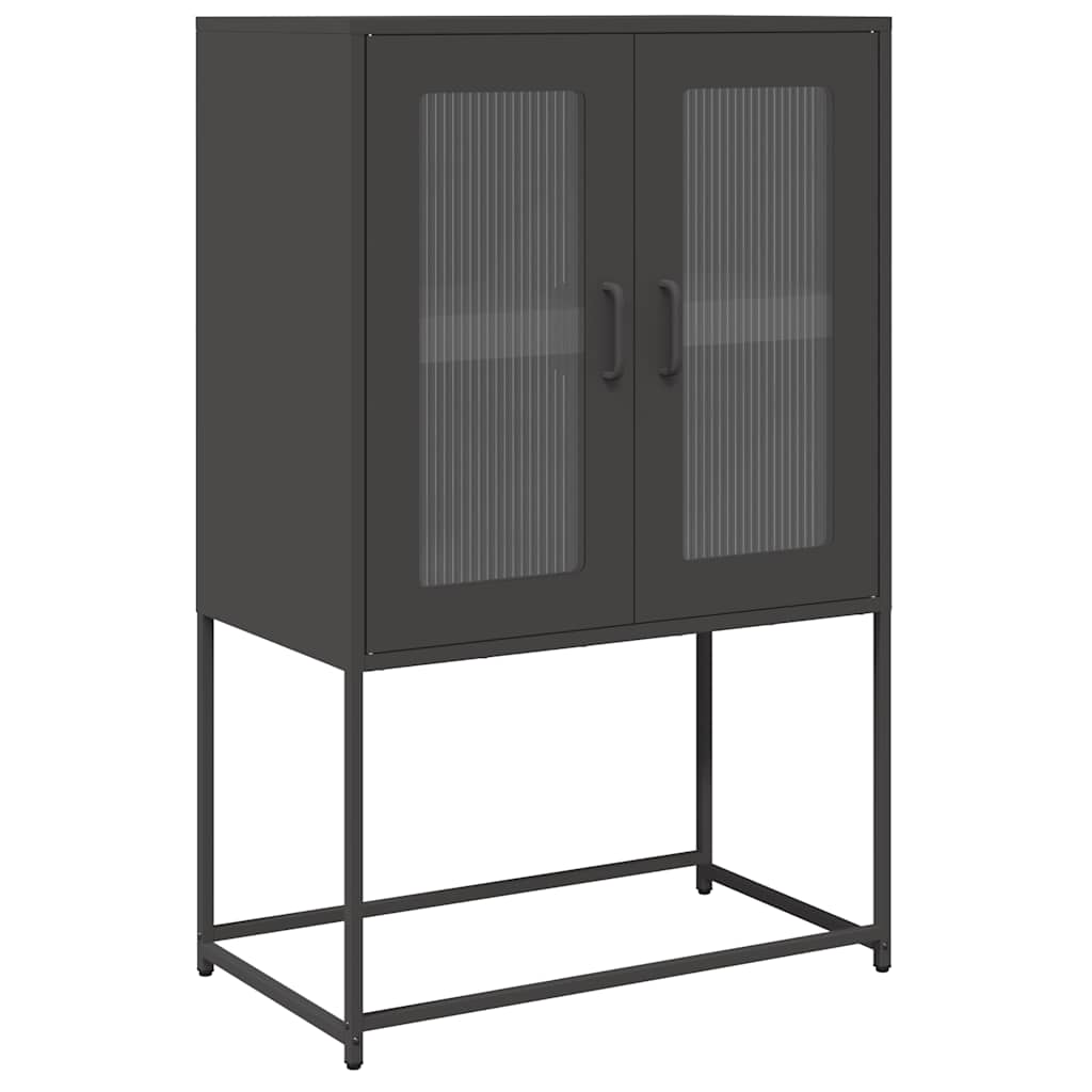 Skříň Highboard Černá 68X39X107 Cm Ocel