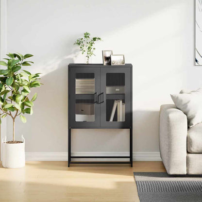 Skříň Highboard Černá 68X39X107 Cm Ocel