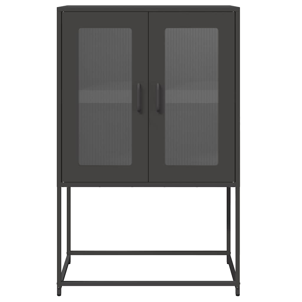 Skříň Highboard Černá 68X39X107 Cm Ocel