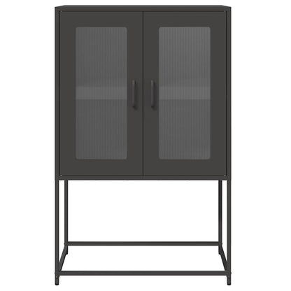 Skříň Highboard Černá 68X39X107 Cm Ocel