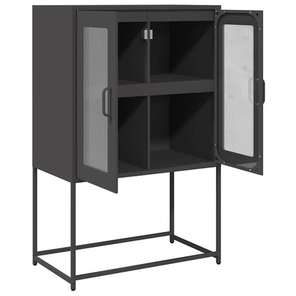 Skříň Highboard Černá 68X39X107 Cm Ocel