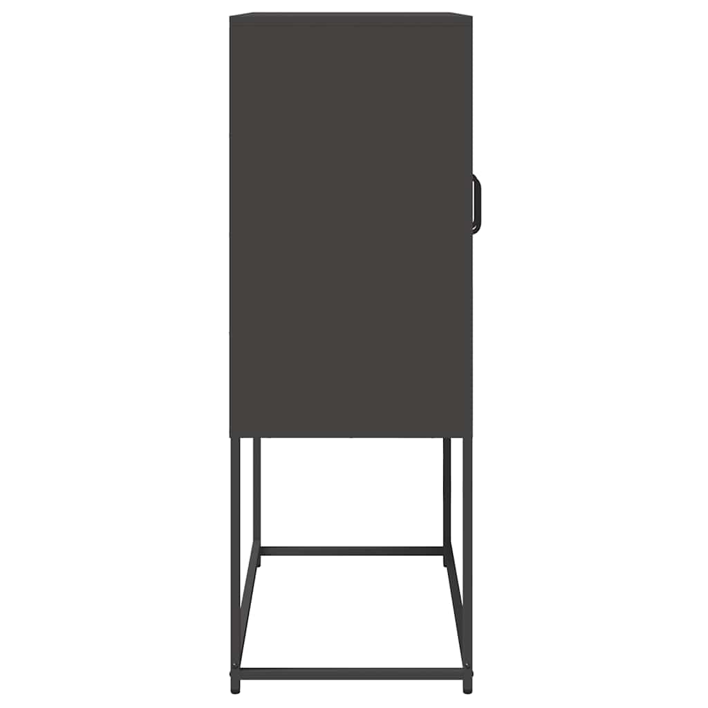Skříň Highboard Černá 68X39X107 Cm Ocel
