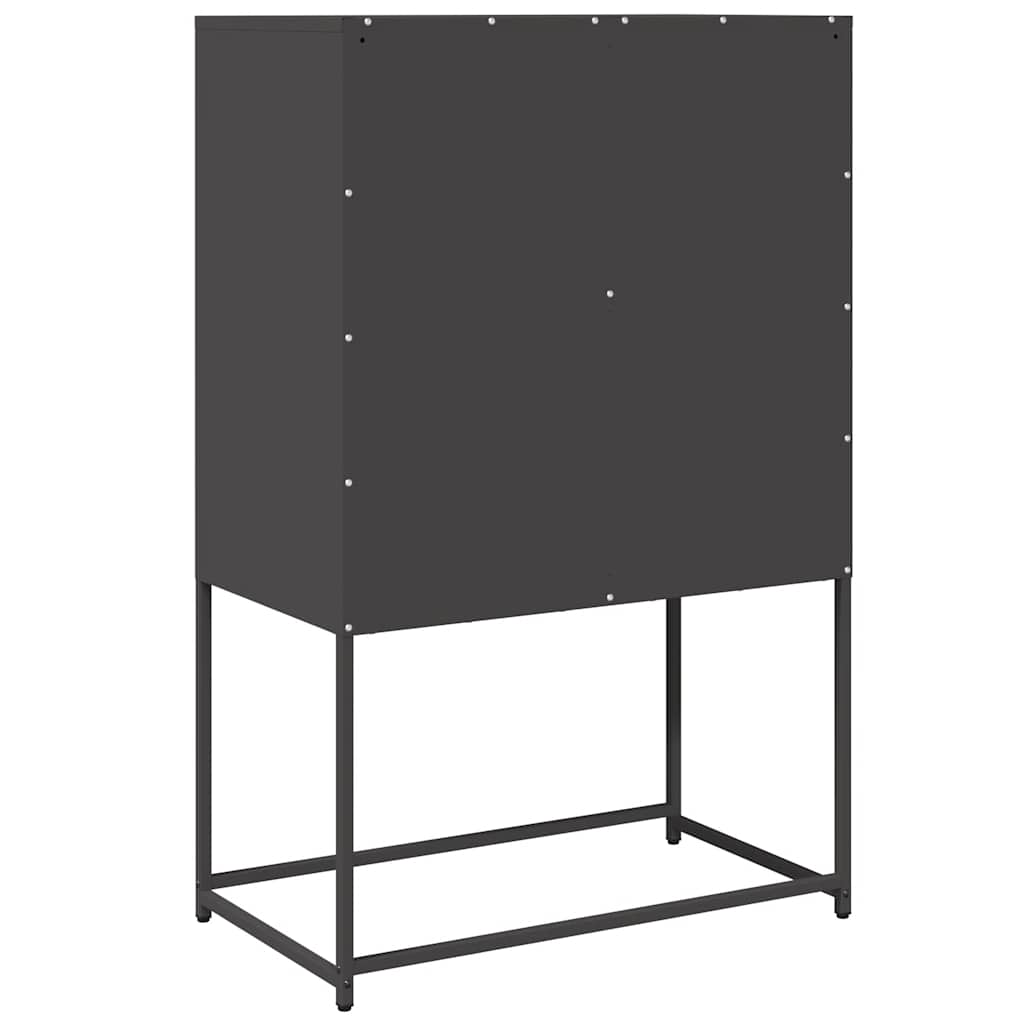 Skříň Highboard Černá 68X39X107 Cm Ocel