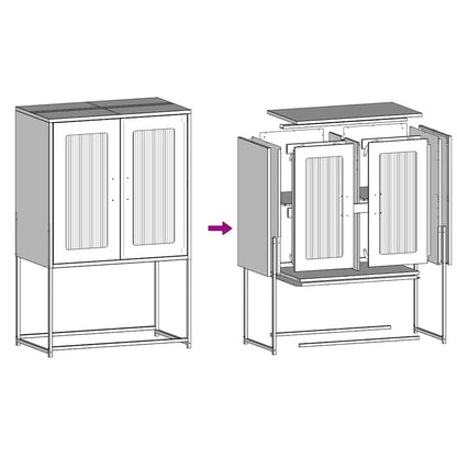 Skříň Highboard Černá 68X39X107 Cm Ocel