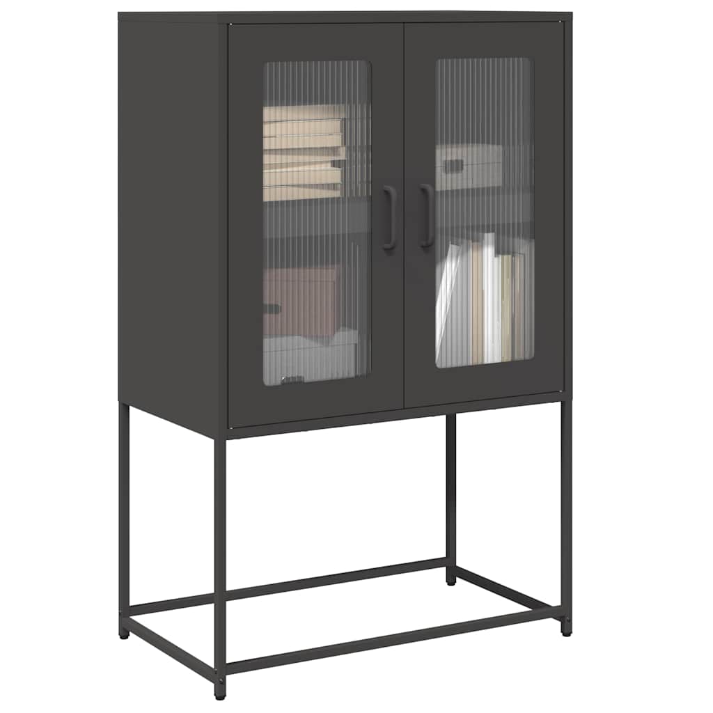 Skříň Highboard Černá 68X39X107 Cm Ocel