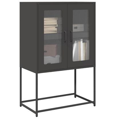 Skříň Highboard Černá 68X39X107 Cm Ocel