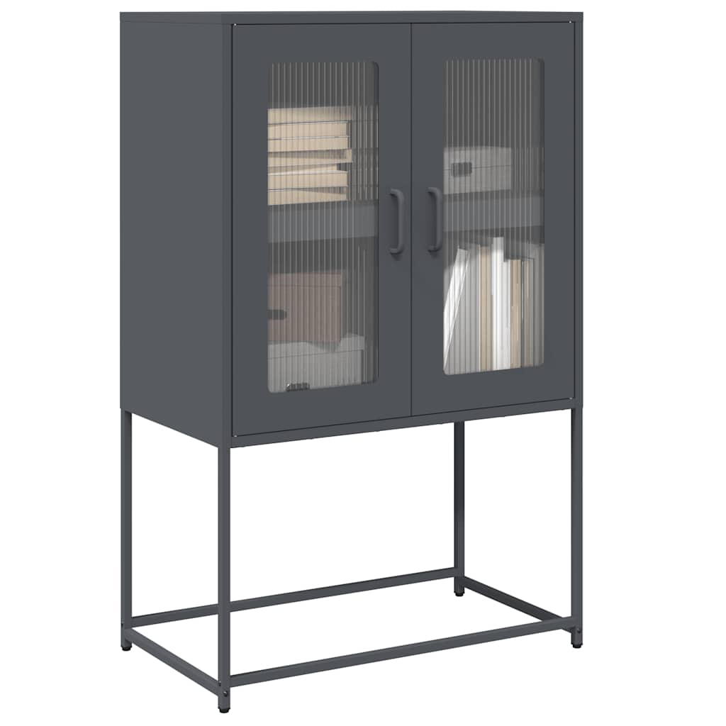 Skříň Highboard Černá 68X39X107 Cm Ocel