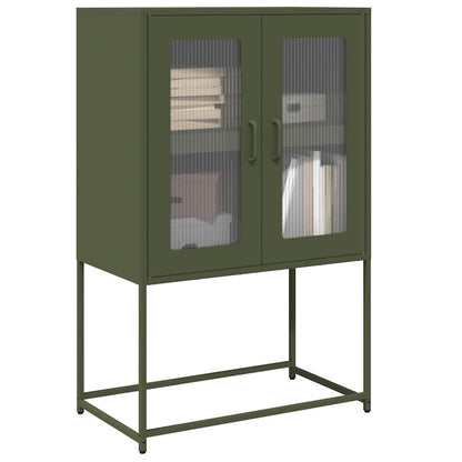 Skříň Highboard Černá 68X39X107 Cm Ocel
